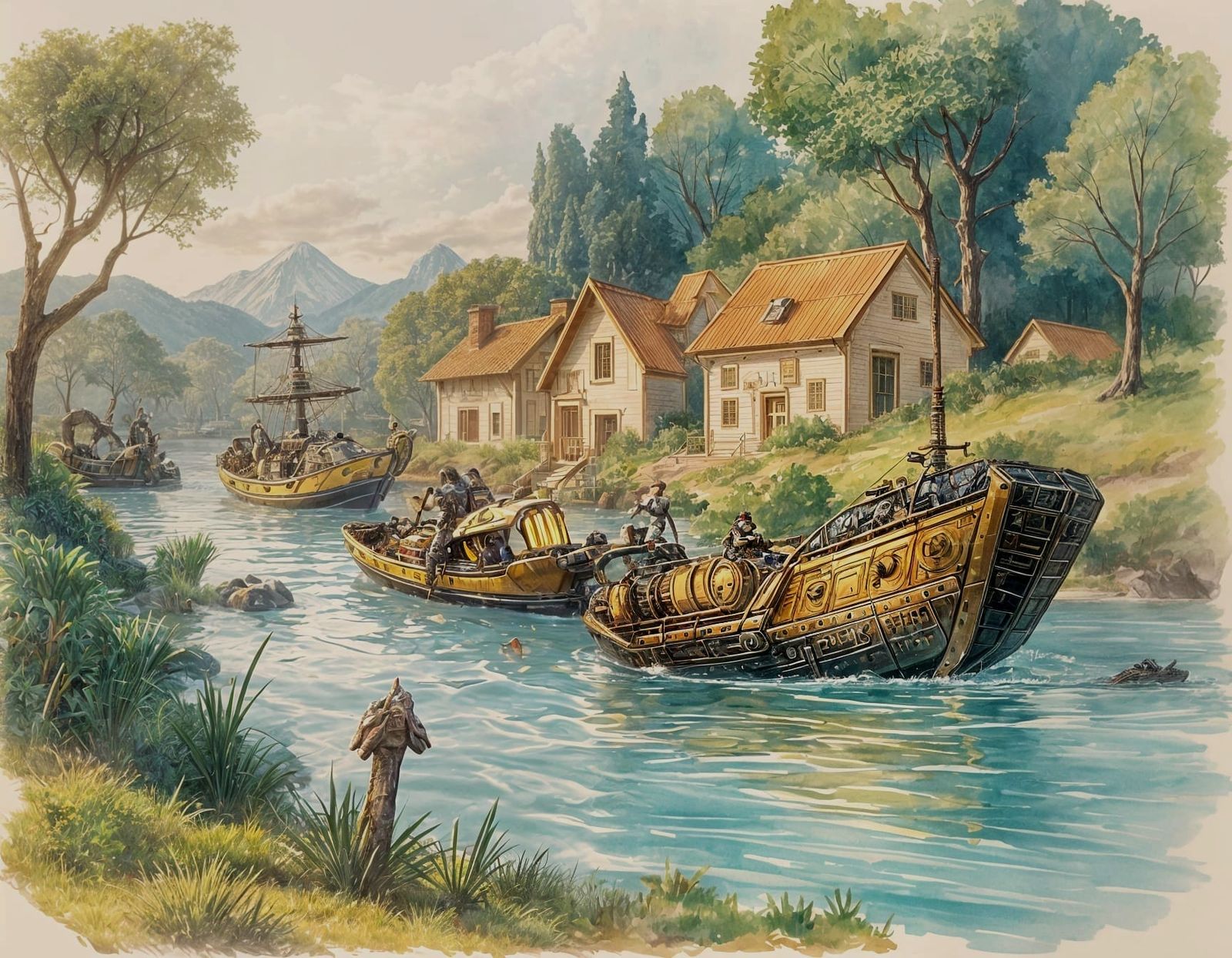 Hyperrealistic Chrome Crocodile Robot in Gallop Pose