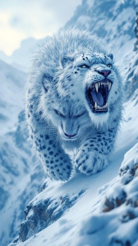 Snow Leopard-Porcupine Hybrid on Frozen Ridge