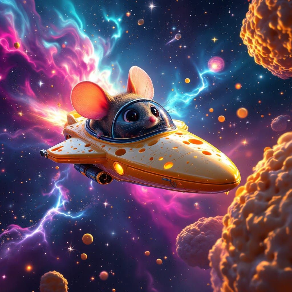 Breathtaking Cheese Spaceship Soars Through Cosmos