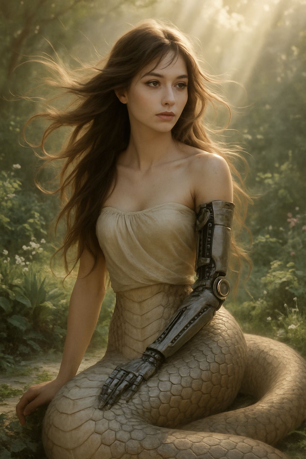 Aesthetic Lamia Snakegirl with Prosthetic Arm