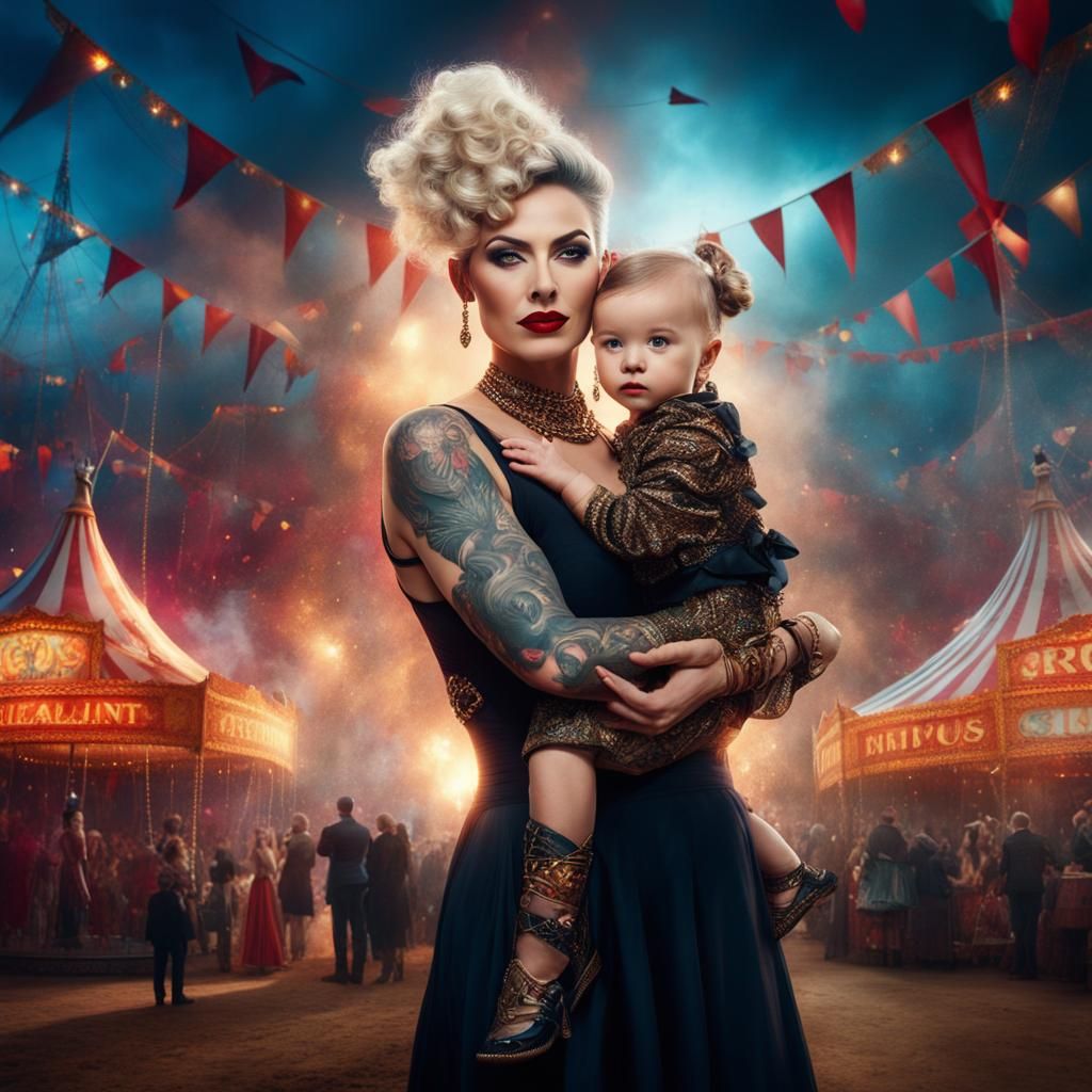 Stylish Mom and Daughter at the Circus