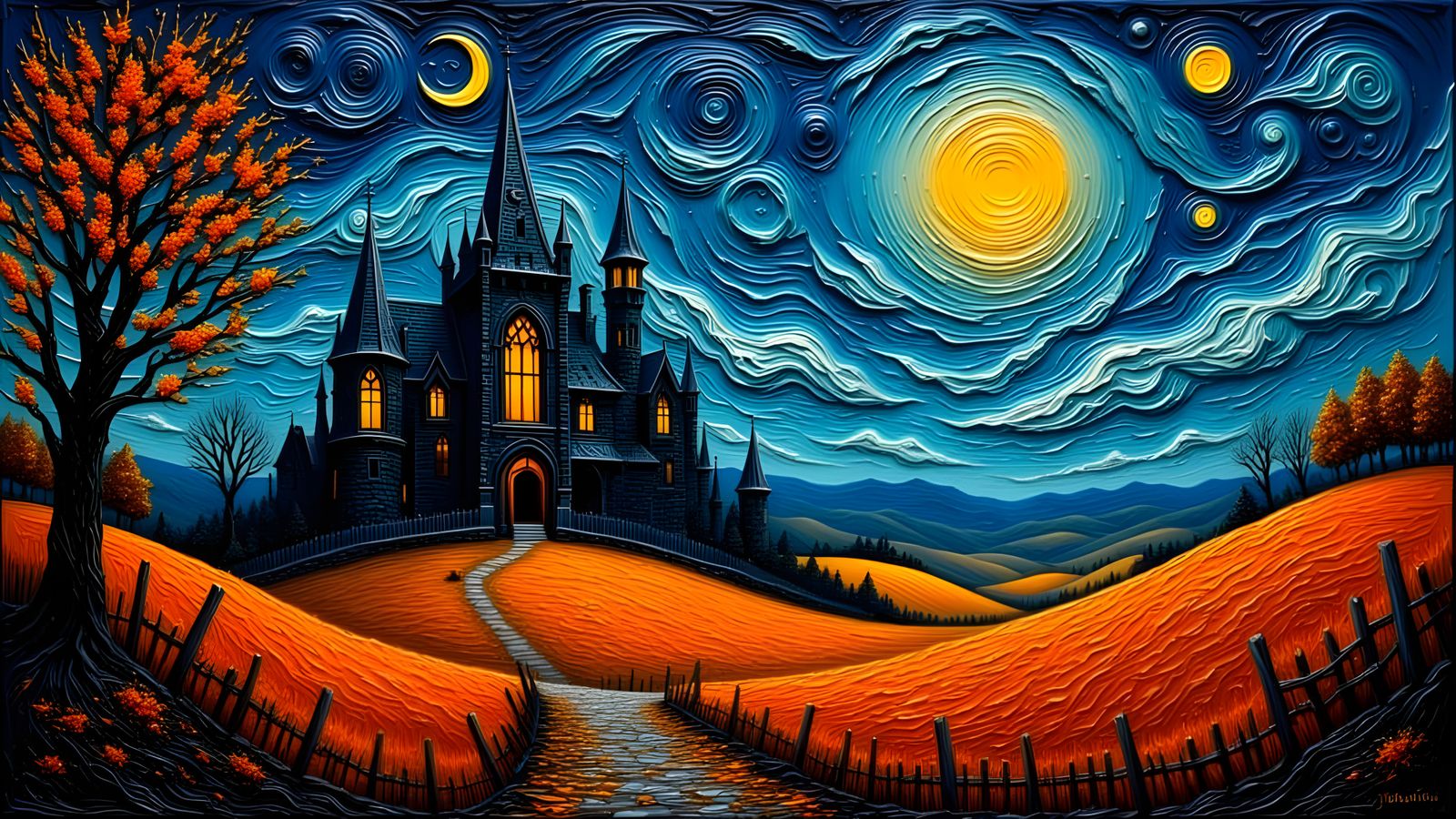 Haunted Victorian Castle Under Spooky Halloween Twilight Sky