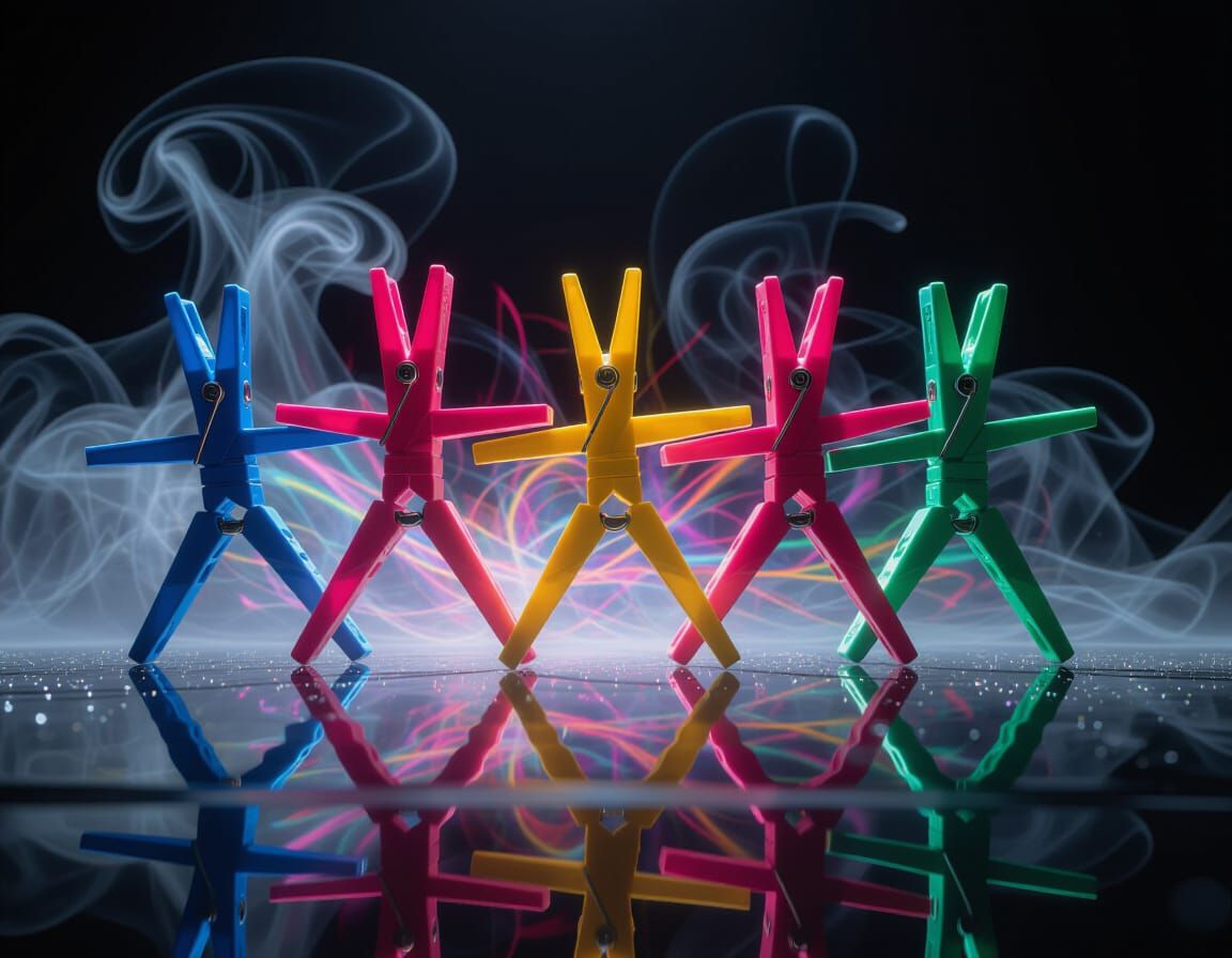 Clothes pin dance troop