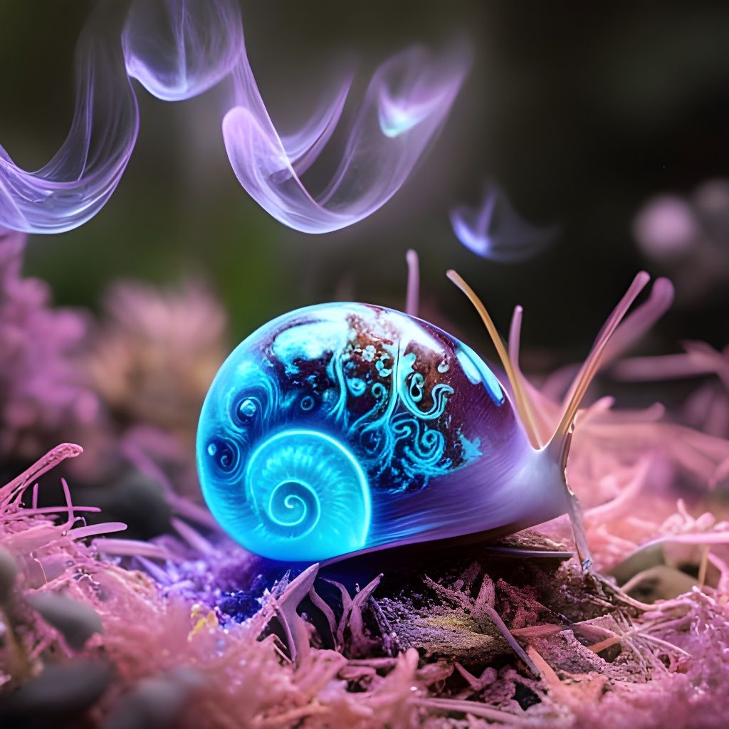 Enchanted Bioluminescent Snail in Fantasy Art Style