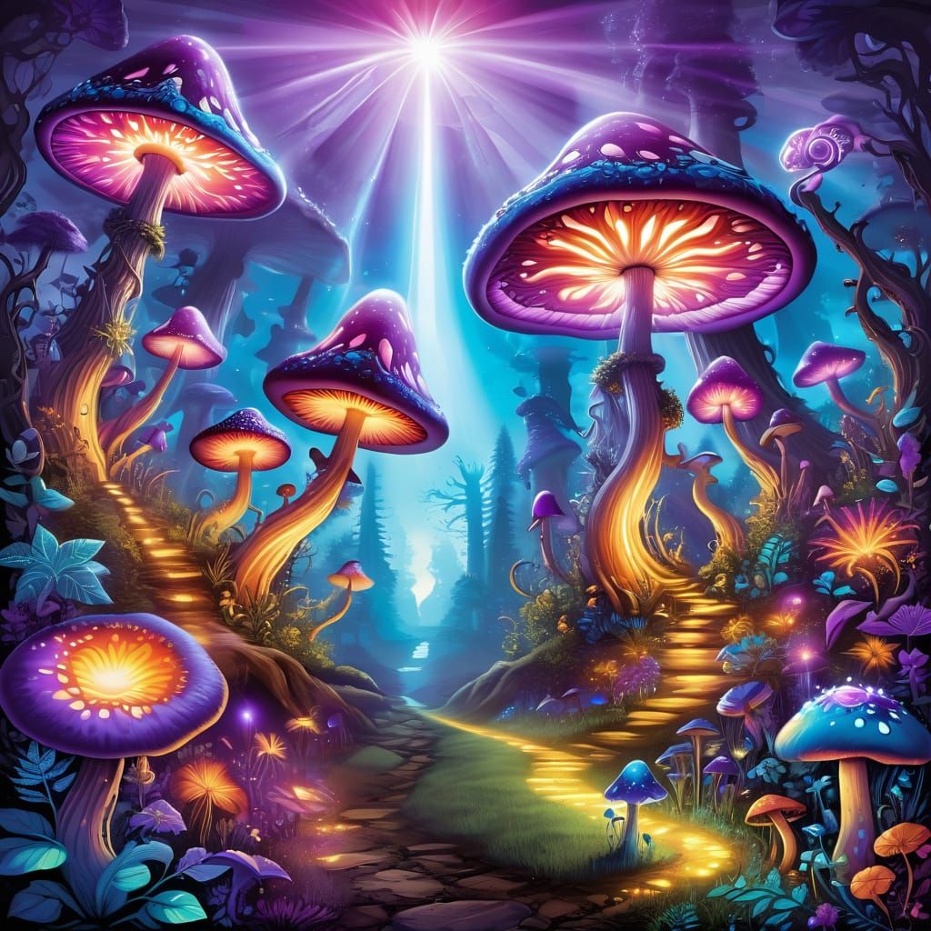 Surreal Landscapes of Enchanted Wonder in Vibrant Psychedeli...