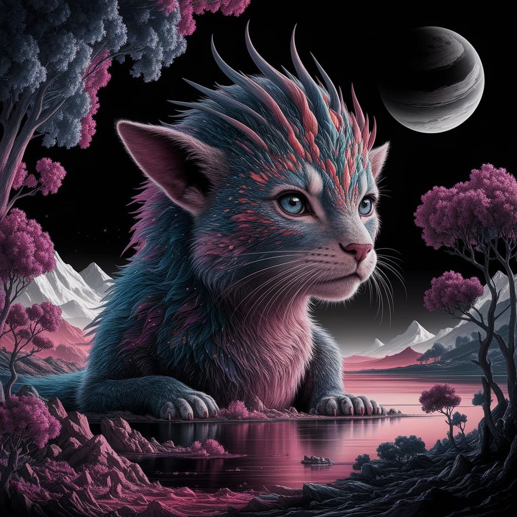 Cosmic Oriental Dragon Unfolds in Vibrant Fractal Art