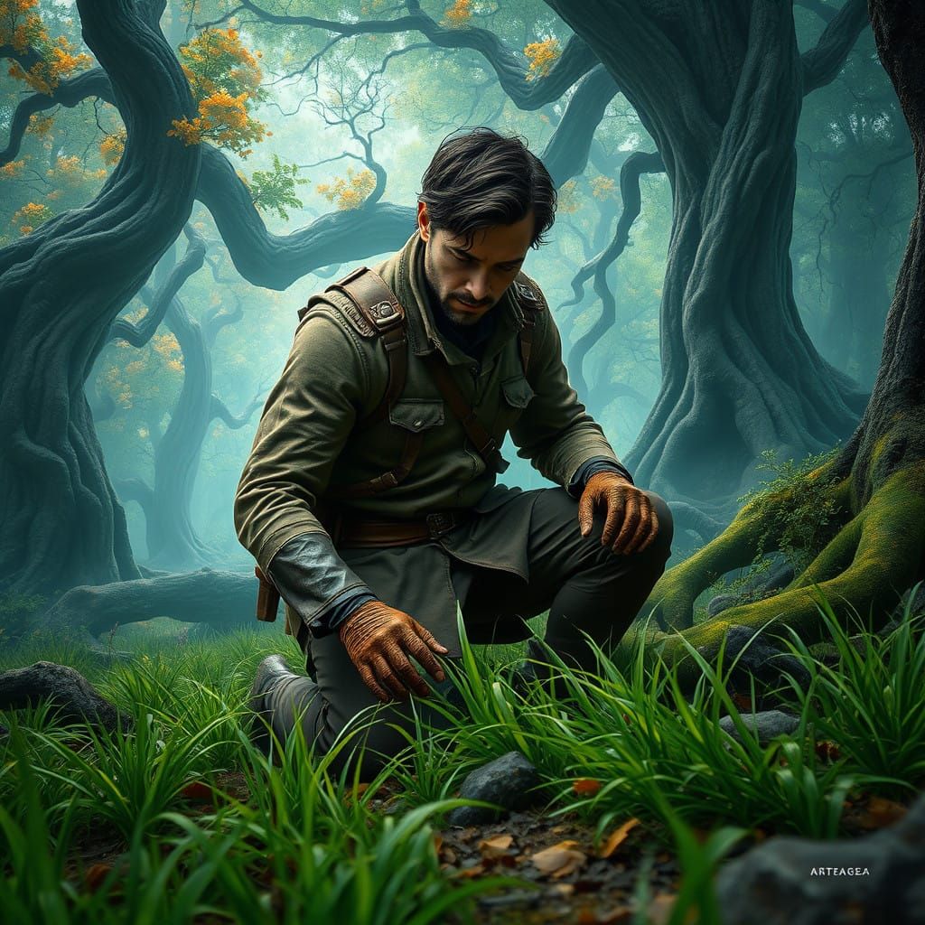 Mystical Forest Encounter in Fantasy Art Style