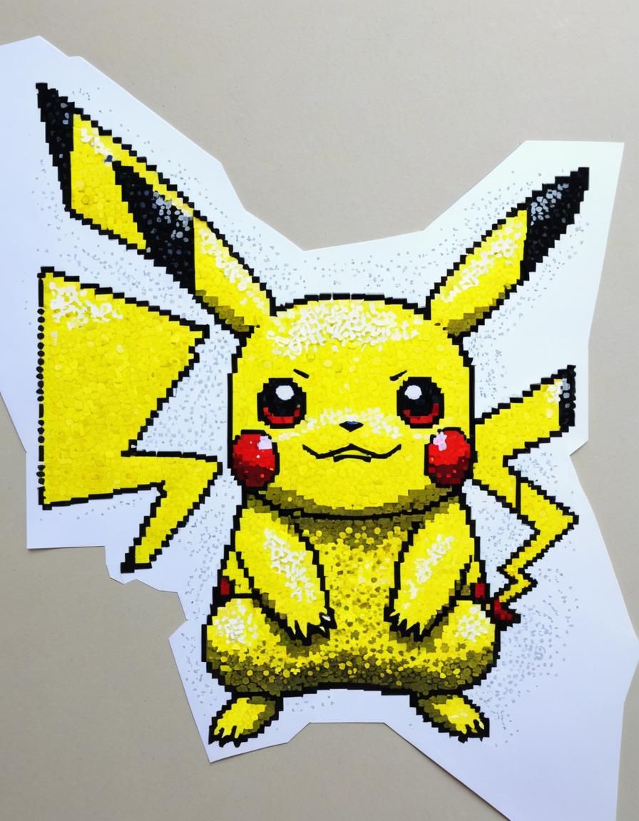 Pikachu in Pointillism Style