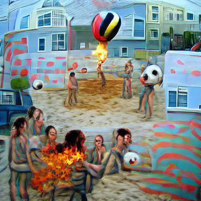 Beach Party: Lowbrow Hyperrealism Volleyball Scene