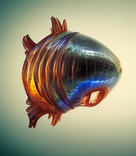Alien Fish Encased in Aqua Crystal