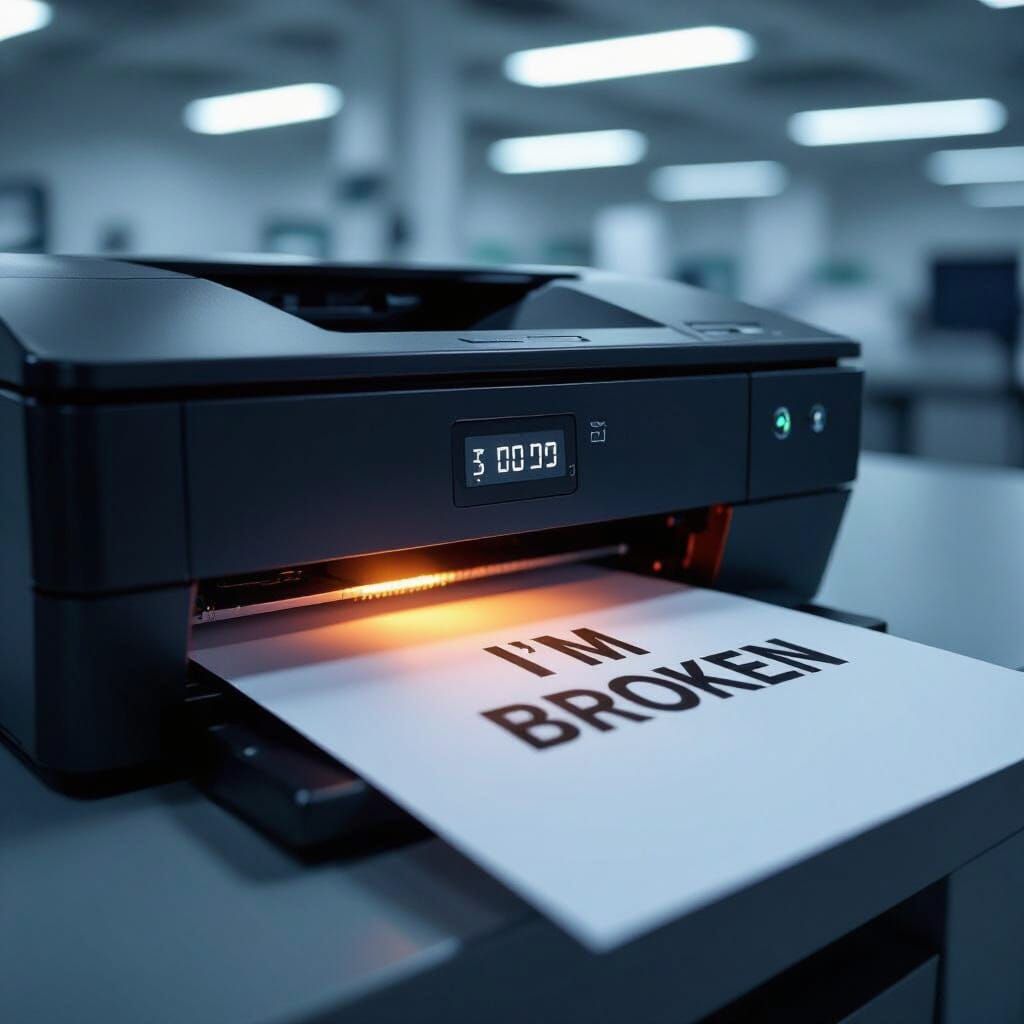 Broken Message Printed By Modern Laser Printer