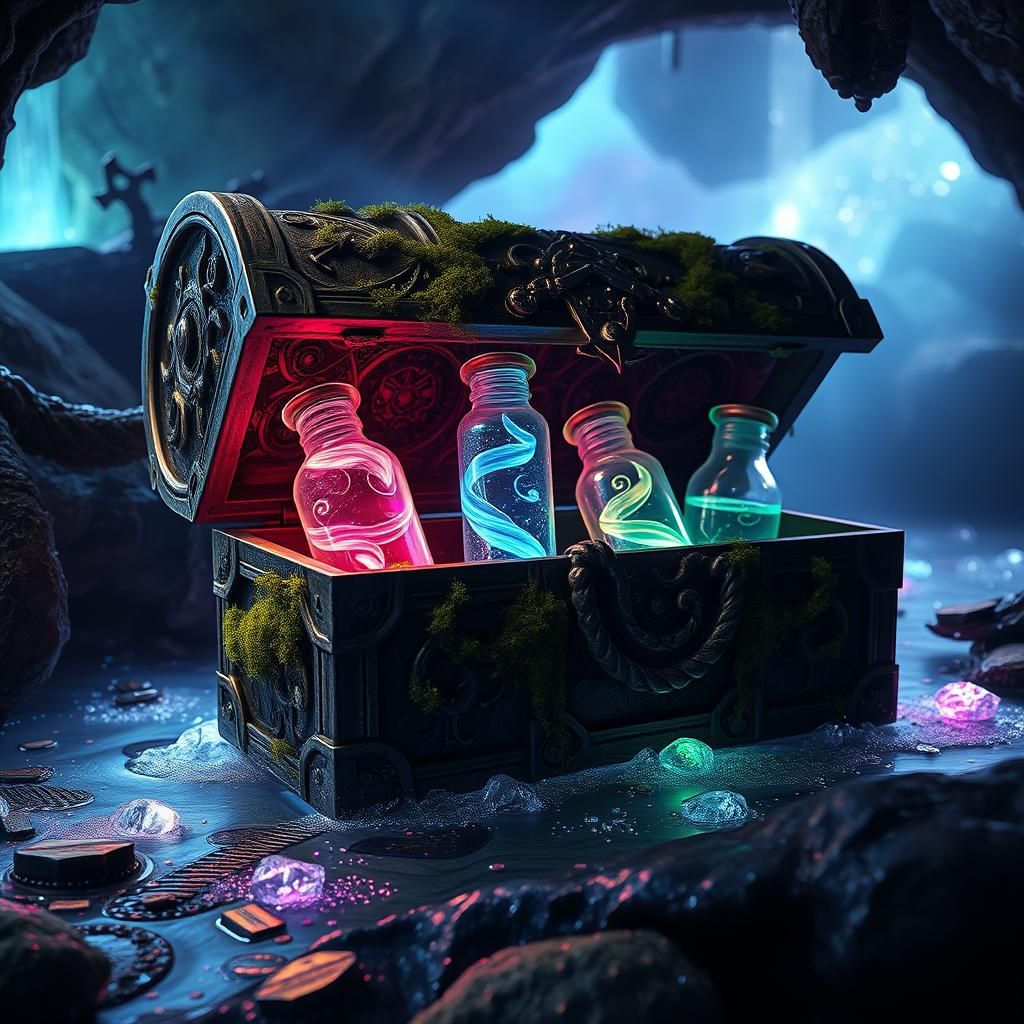 Mystical Potions in a Magical Chest
