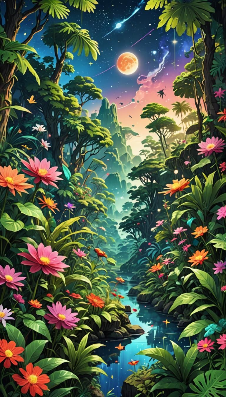 Anime Jungle Wallpaper Inspired by Akira Toriyama