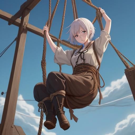 Rope Noose on Gallows in Anime Style