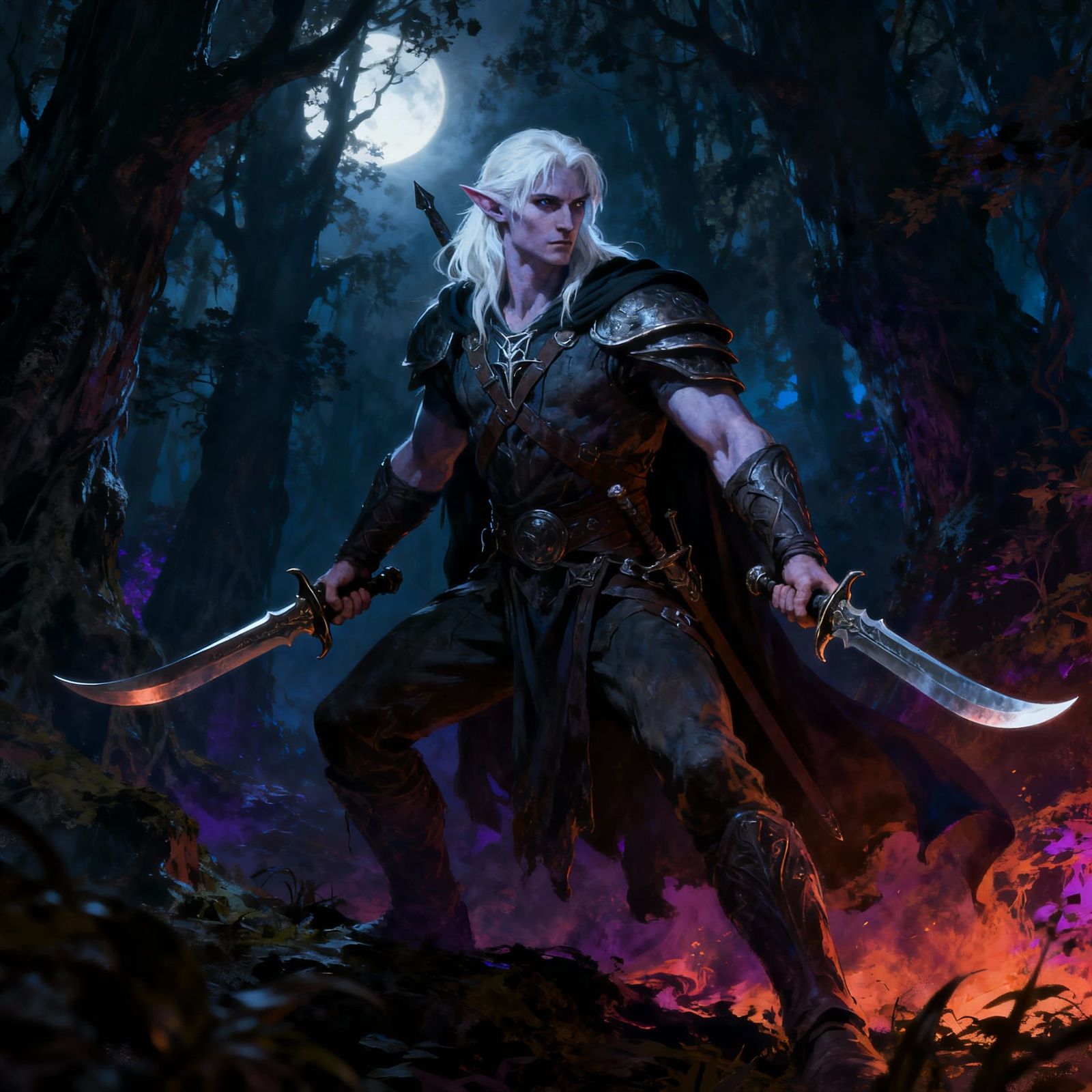 Drizzt Do'Urden Heroic Drow Ranger in Dark Forest
