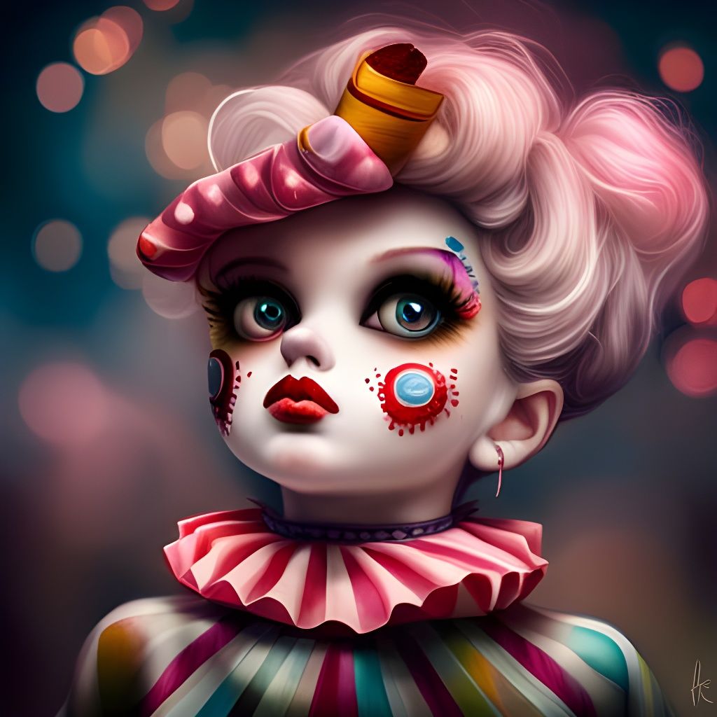 Beautiful Japanese Pop Surrealism Art Doll Clown