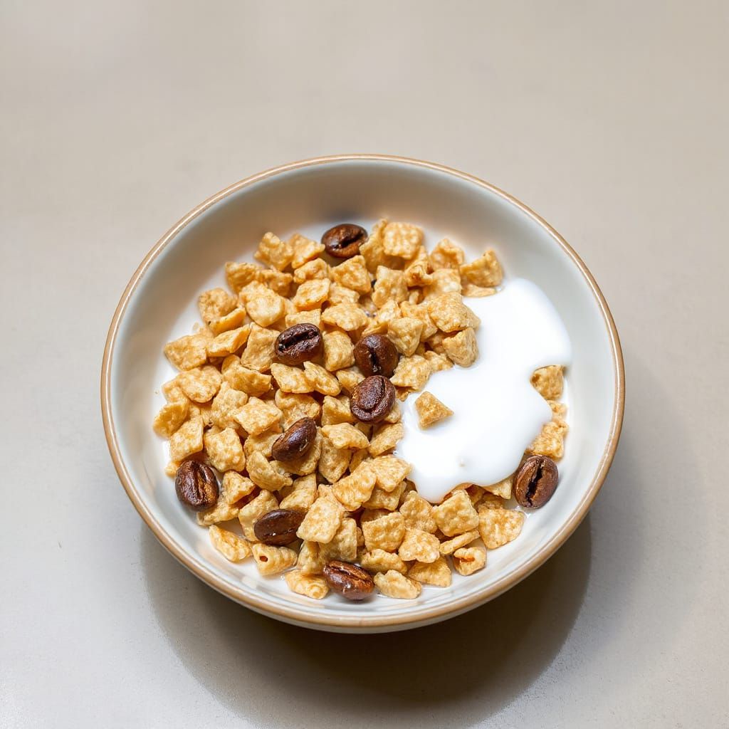breakfast cereal in a bowl, with milk