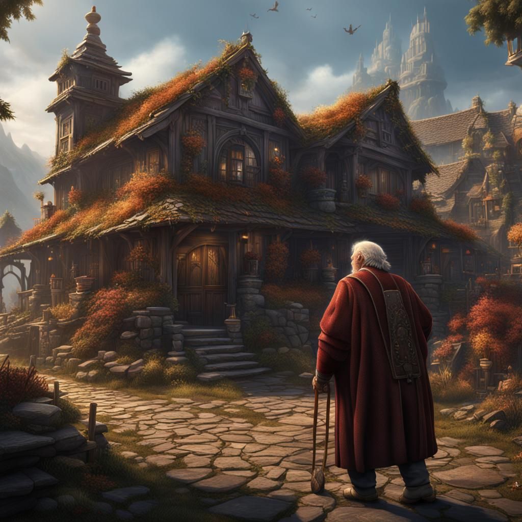 Healthy Old Person in Detailed Matte Painting