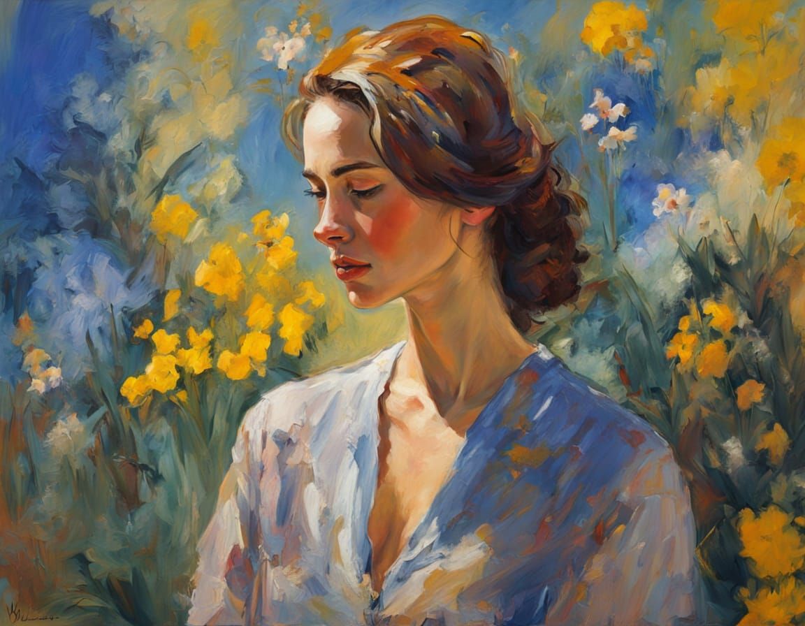Vibrant Fauvist Portrait of Daeni in a Sun-Drenched Garden