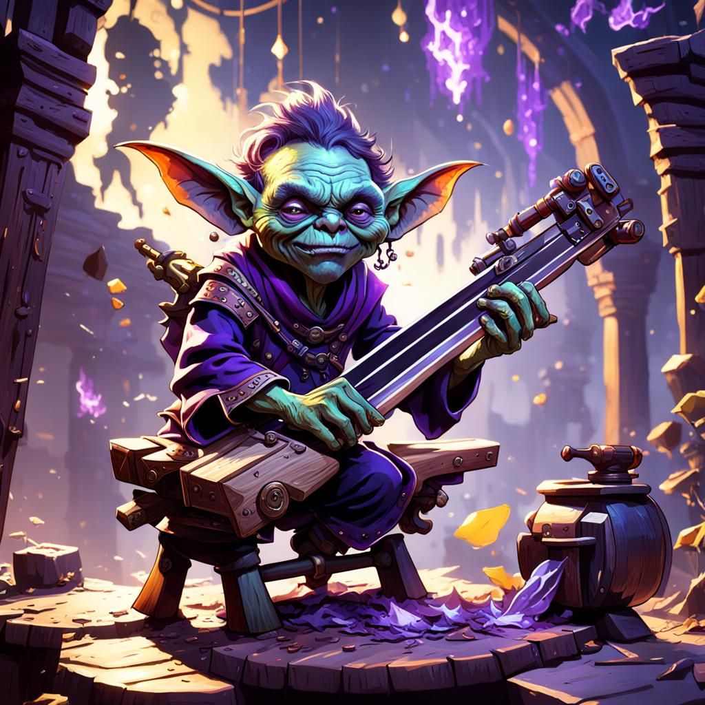 Goblin Bard Plays the Saw: Dark Fantasy Art