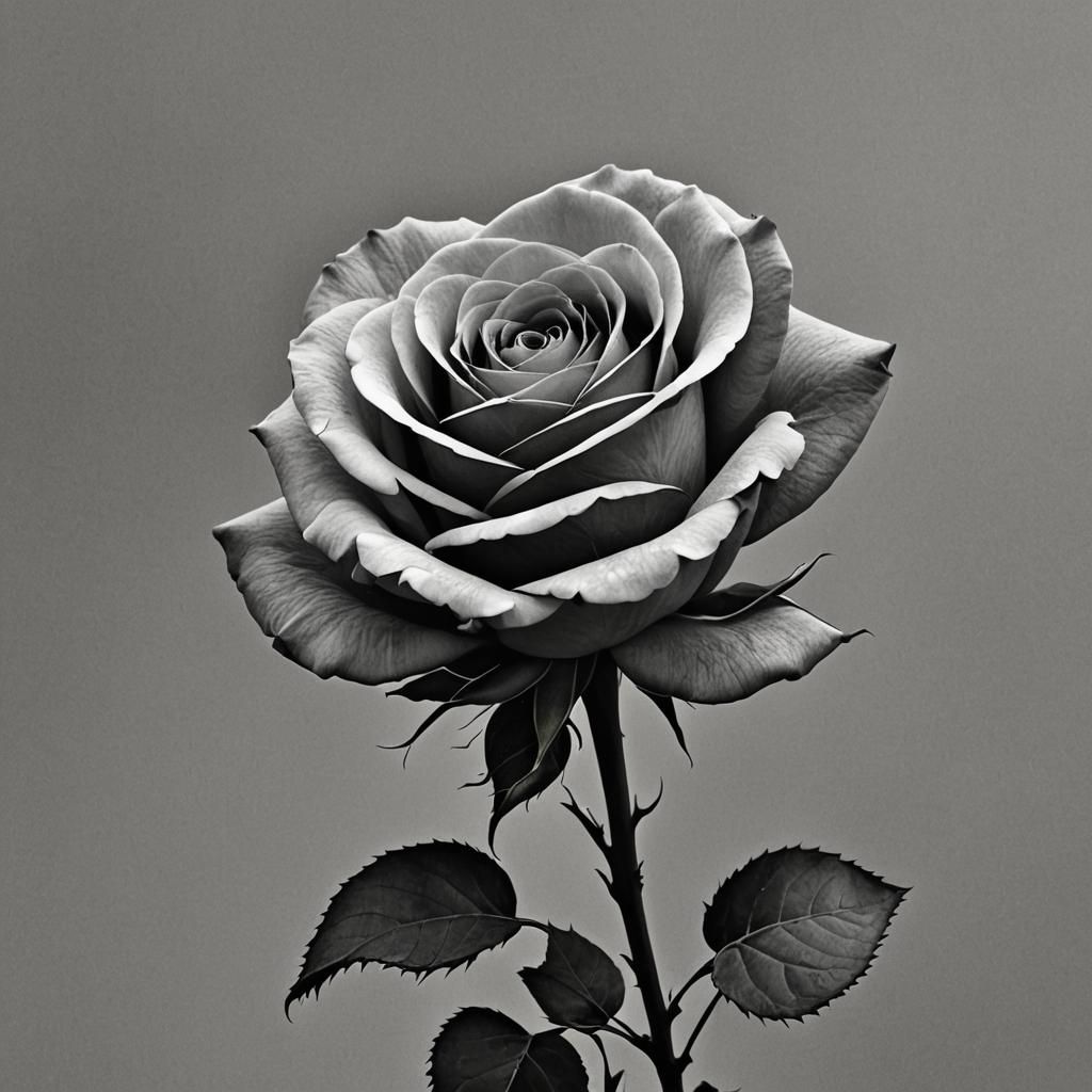 Monochrome Rose on Grey Background
