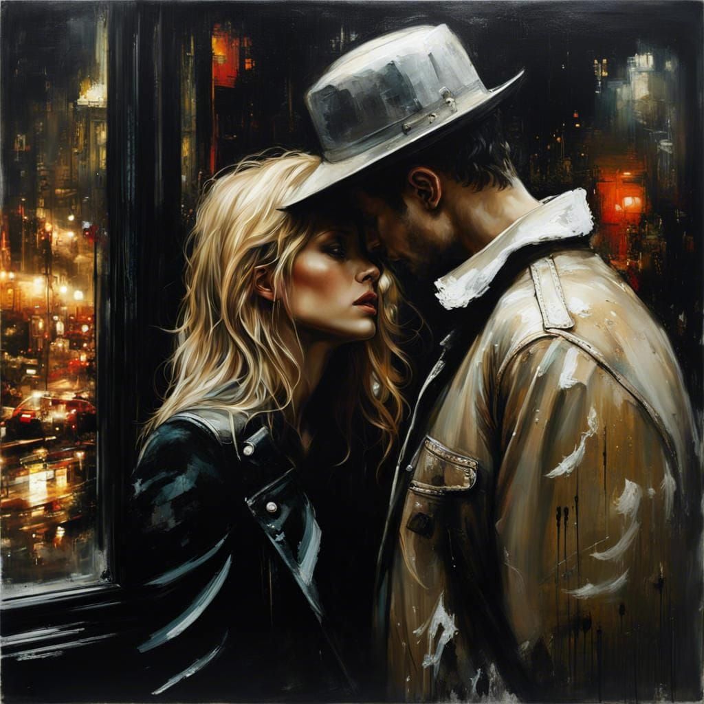 Hyperrealistic Cityscape at Night, Chiaroscuro Lighting