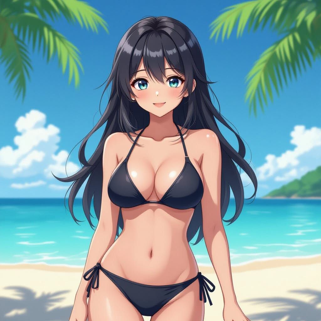 Anime Style Woman in Tiny Bikini