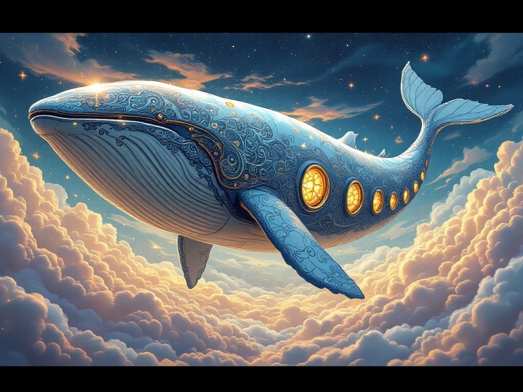 Whimsical Fantasy Whale-Limo in Magical Haze