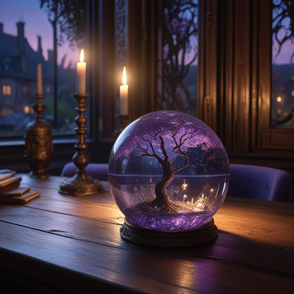 Enchanted Crystal Orb Radiates Art Nouveau Magic