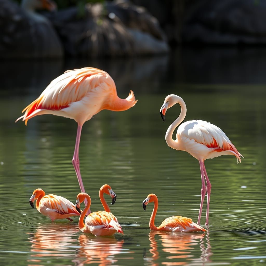 Beautiful Flamingo Family Portrait