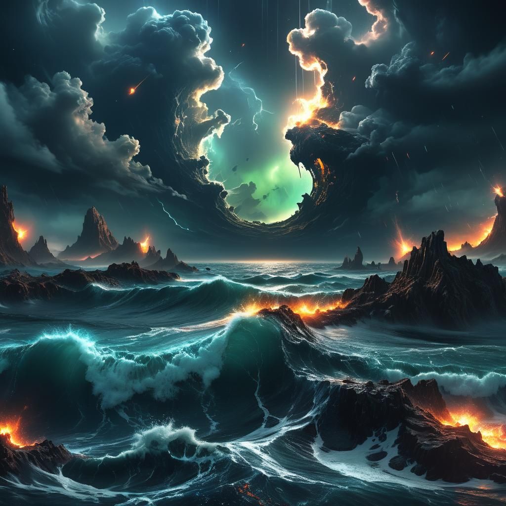 Stormy Astral Landscape in Digital Matte Painting Style