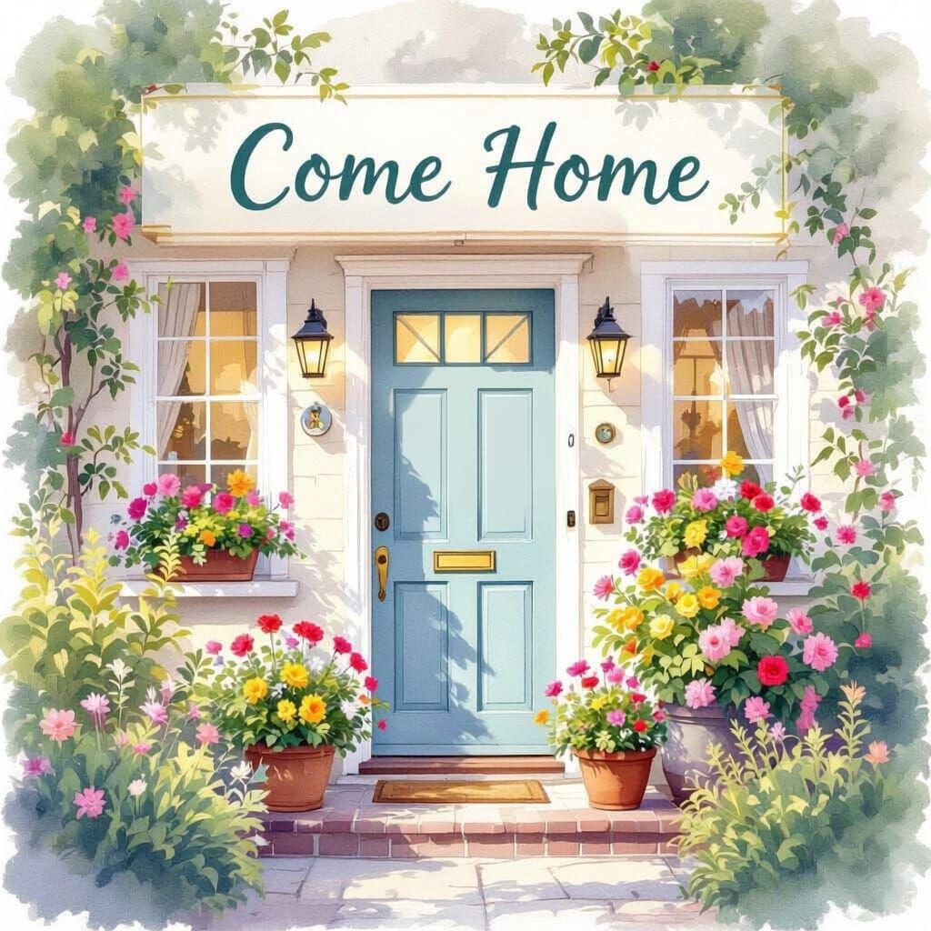 Inviting Home Presentation Slide in Watercolor Style