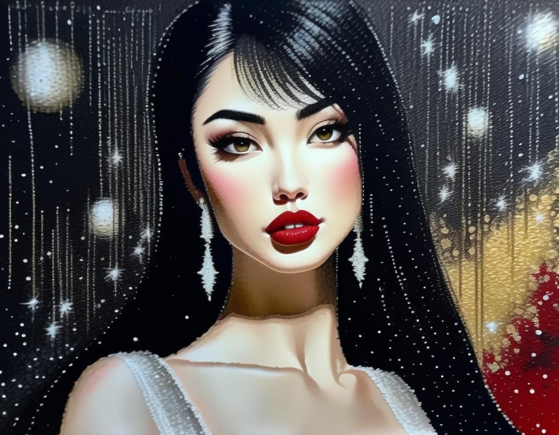 Moonlit Lady in Gala Gown: Hyperdetailed Digital Painting