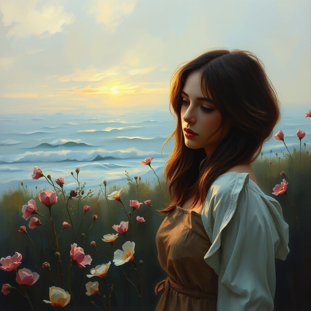 Desolate Garden Oil Painting of Lost Love