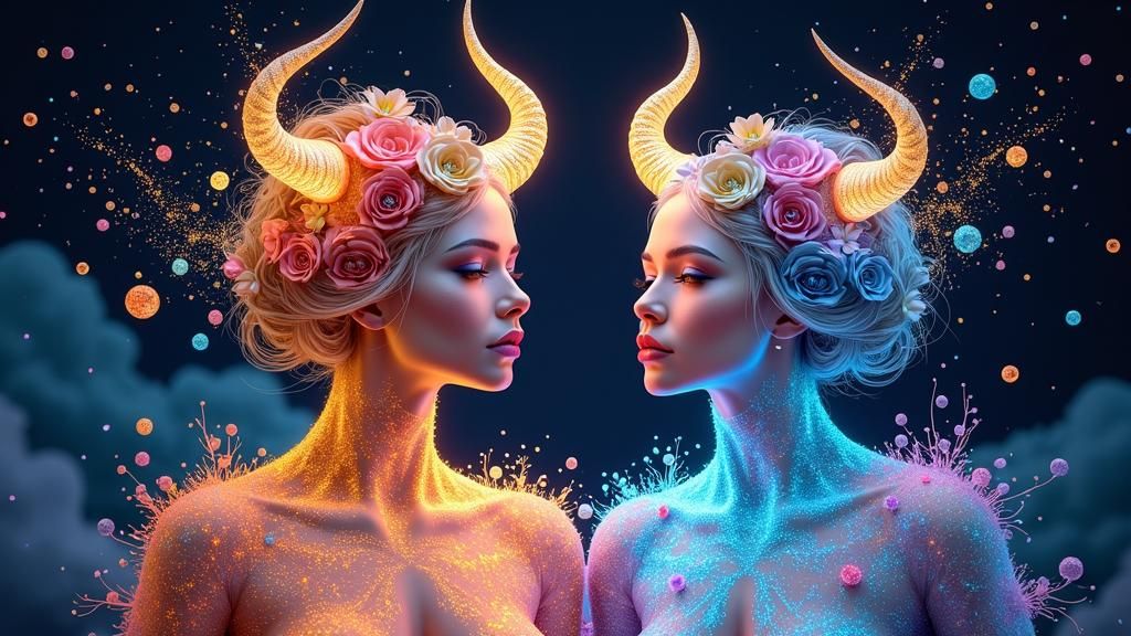 People with Majestic Horns in Resin Art