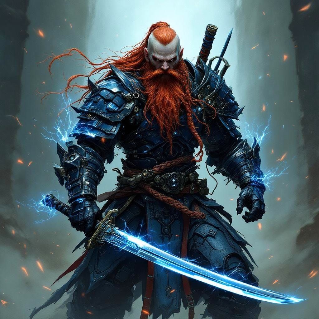 Cybernetic Dwarf Samurai in Science Fiction Art