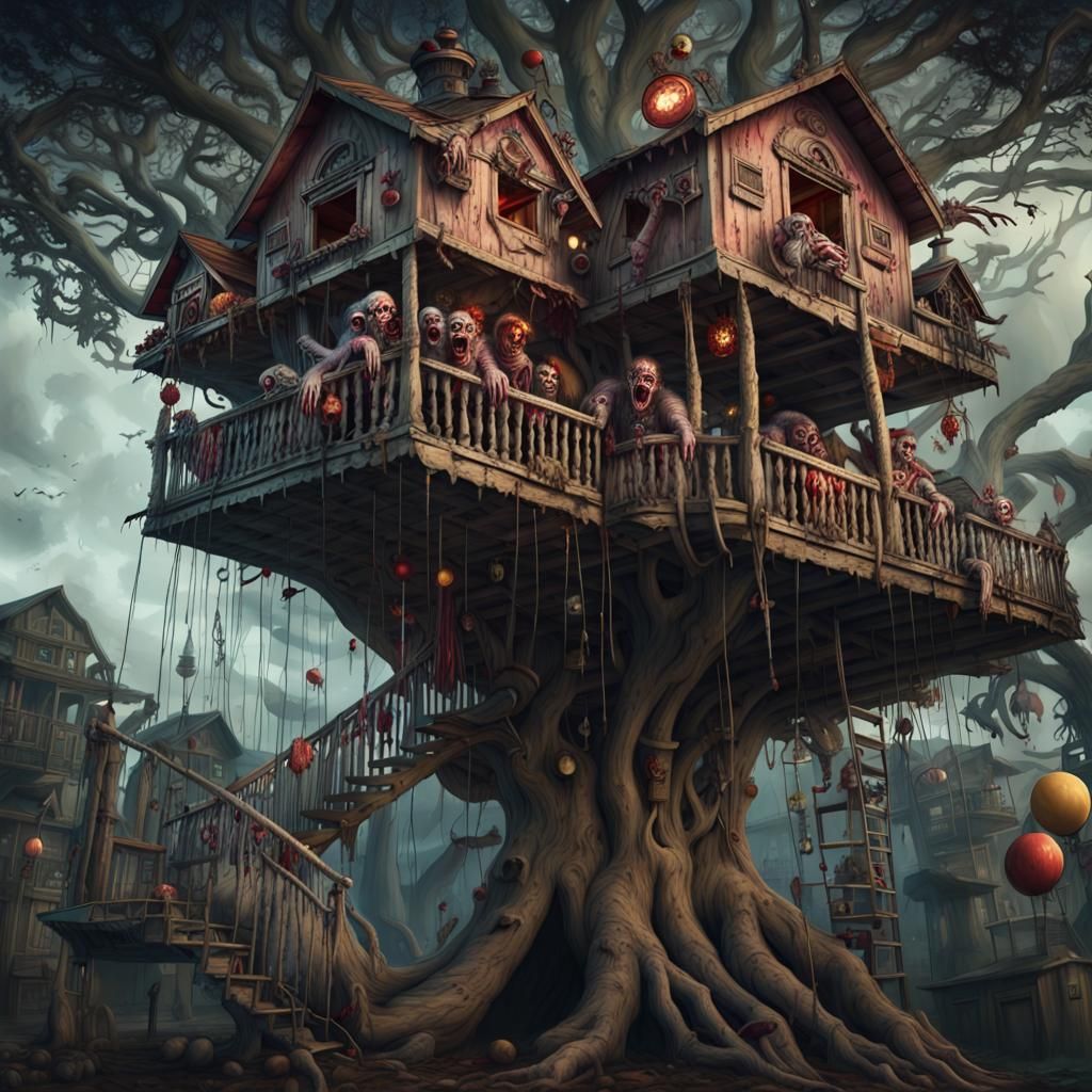 Zombie Monkey Clown Treehouse: Digital Matte Painting
