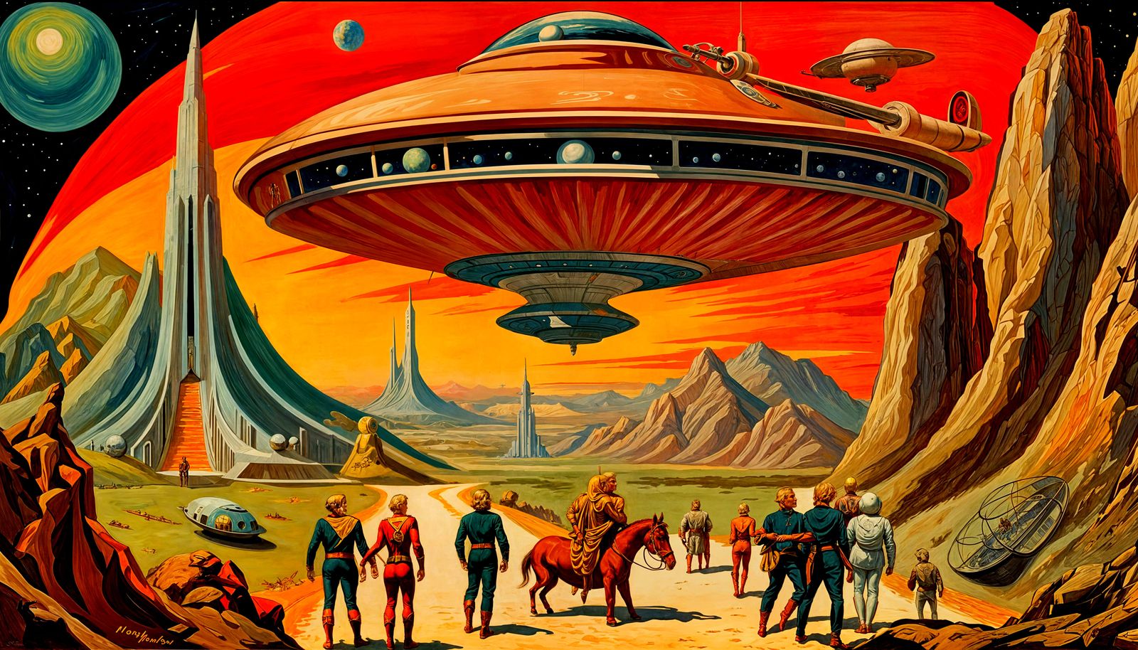 Flash Gordon Departs via Spaceship from Planet Mongo.