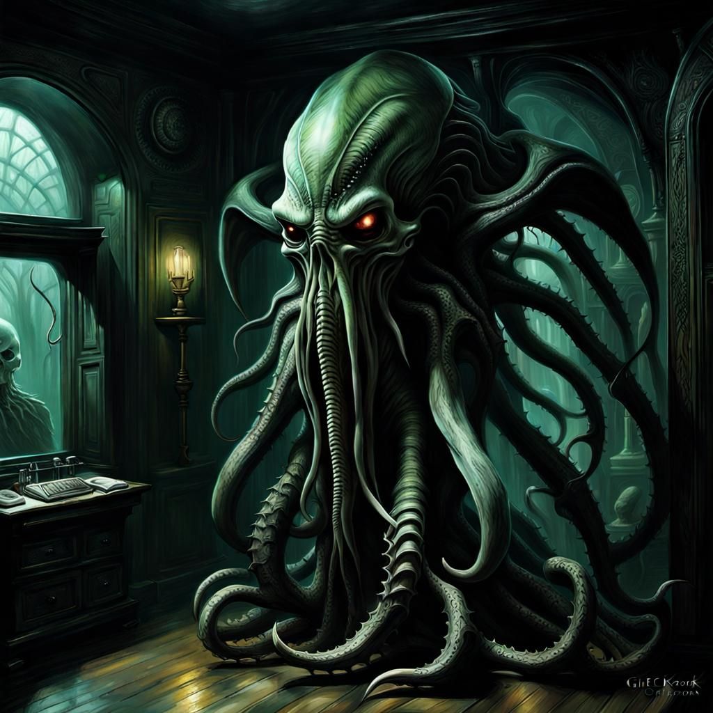Cthulhu Dreams in R'lyeh with Giger's Predator