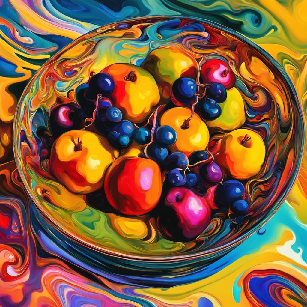 Psychedelic Fruit Bowl in Expressionist Style