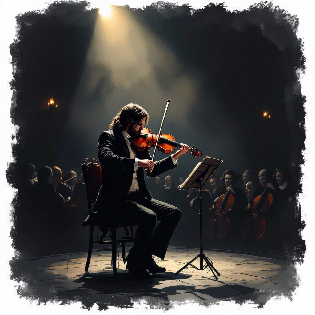 Dark Fantasy Musician on Stage with Spotlight