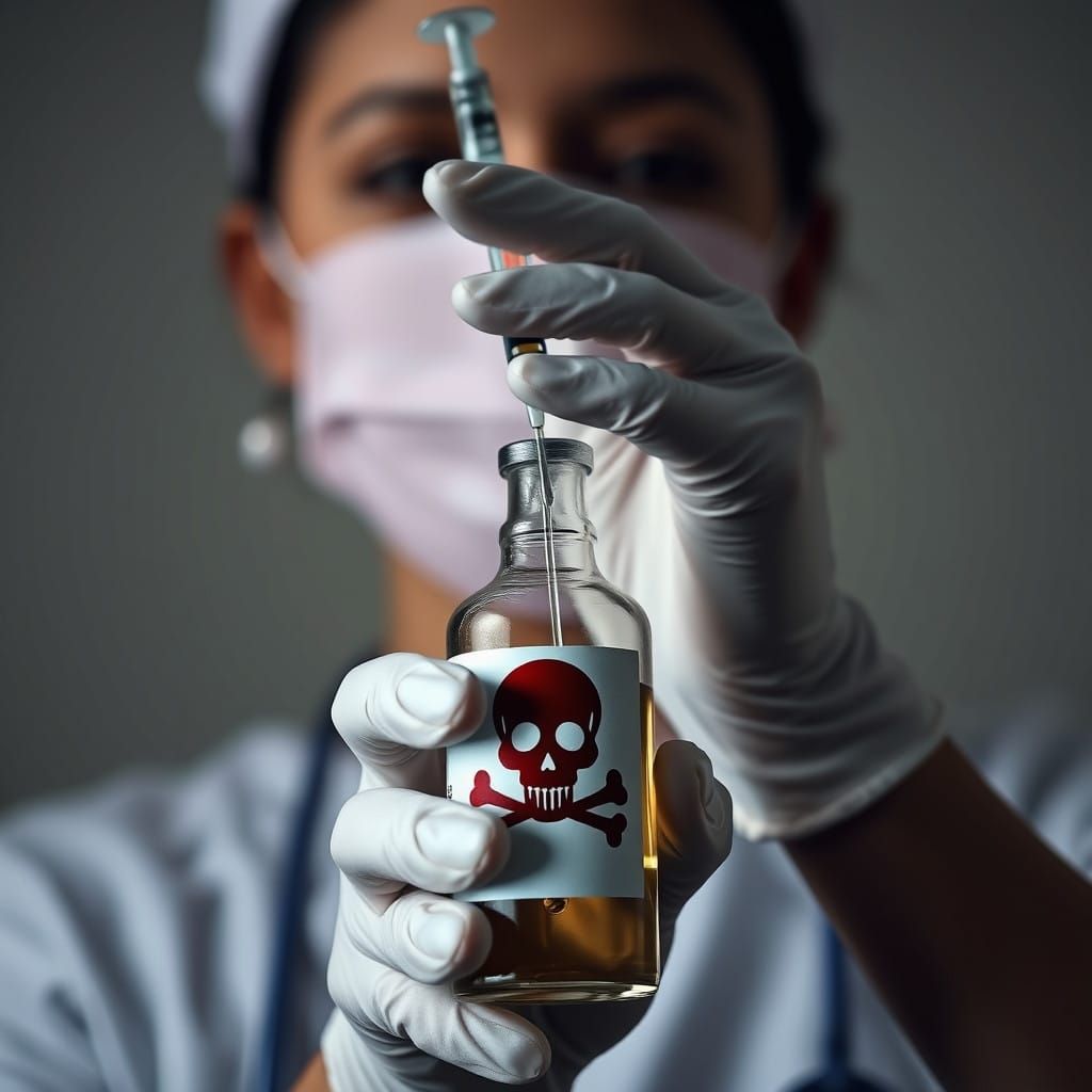 Steady Hand of a Nurse Prepares Medication in a Clinical Set...