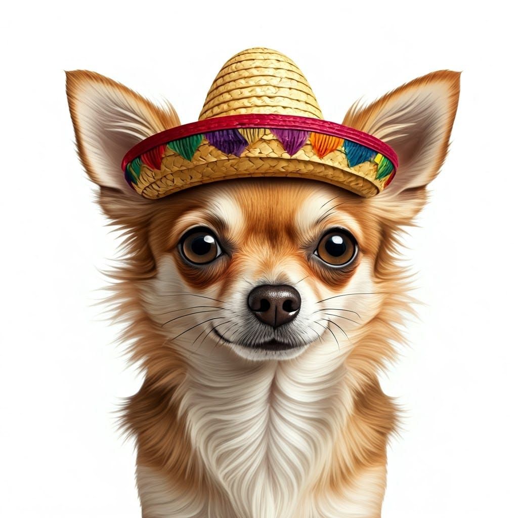 Chihuahua Wearing a Colorful Sombrero