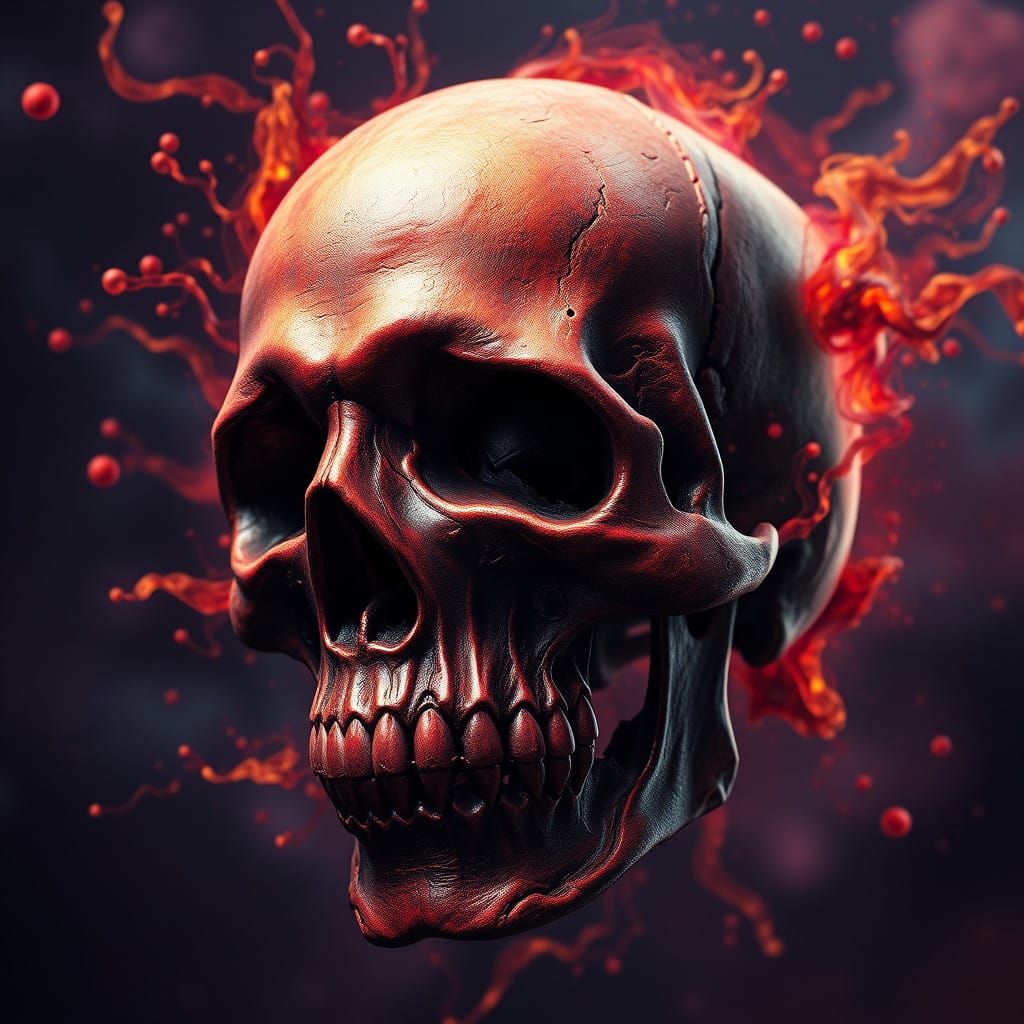 Fantastical Human Skull in 8k Matte Painting