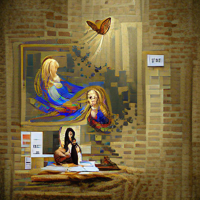 Pixel Art Annunciation Digital Recreation
