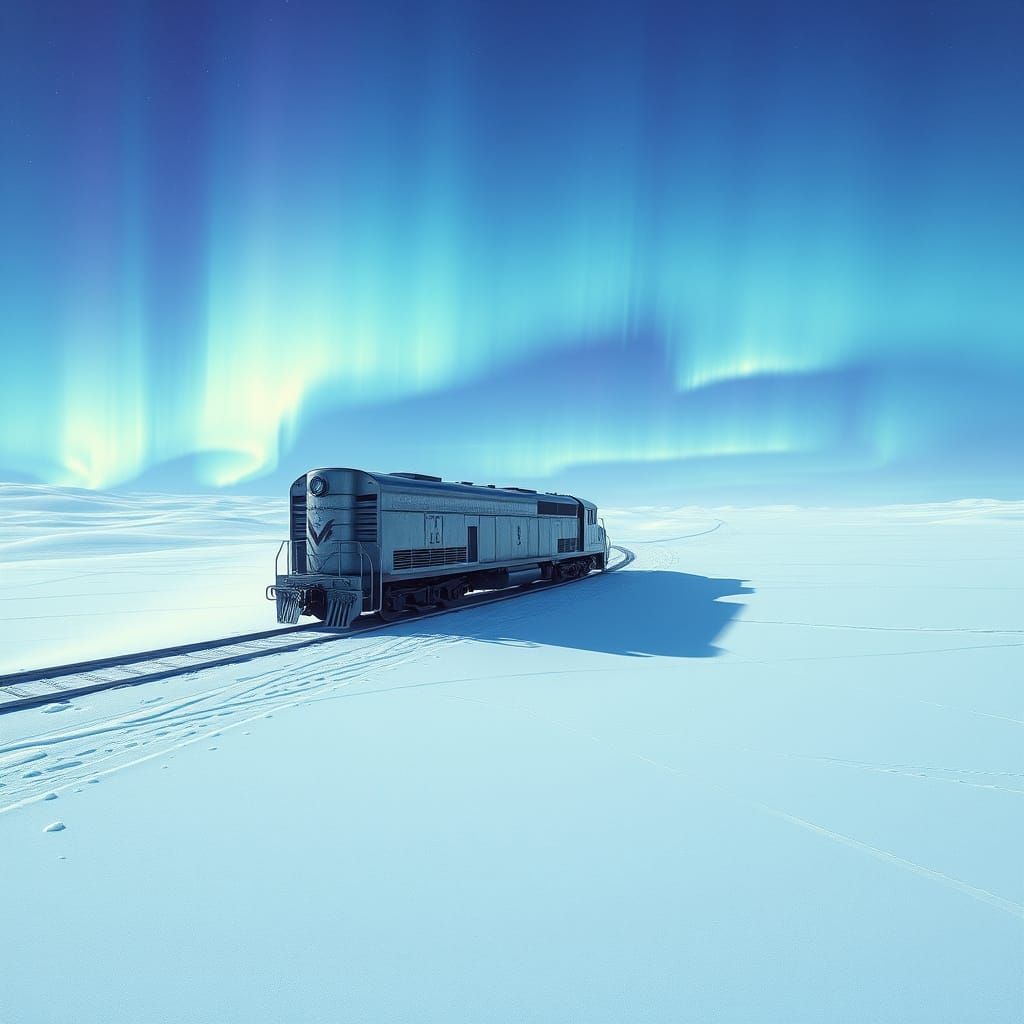 Majestic Train Traverses Icy Desert Landscape in Futuristic ...