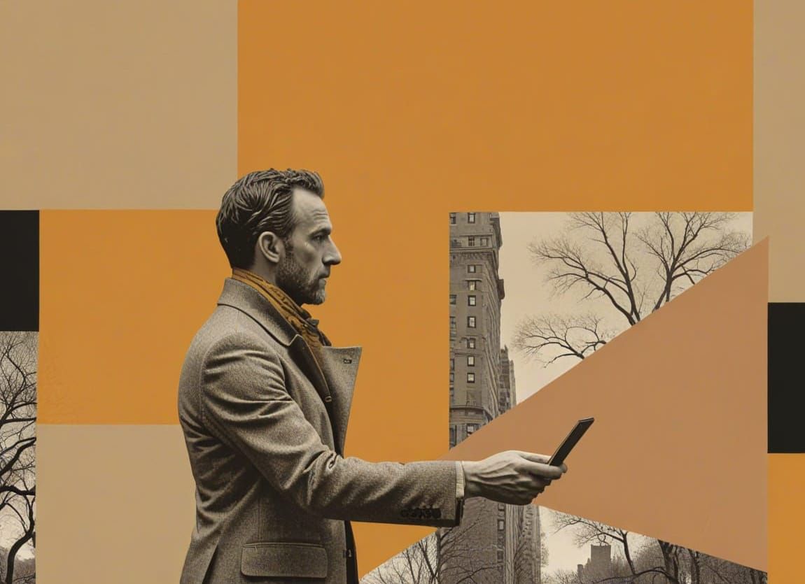 Quirky Double Exposure of Central Park in Halftone Style