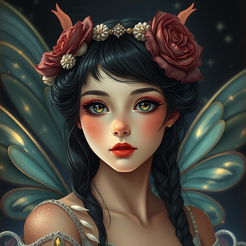 Dreamy Fairy Pin-Up Portrait in Digital Illustration