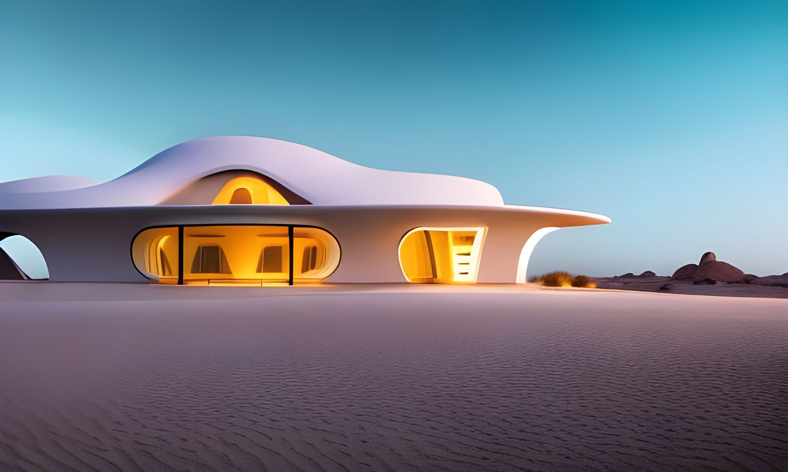 Futuristic Desert Villa Under Starry Sky