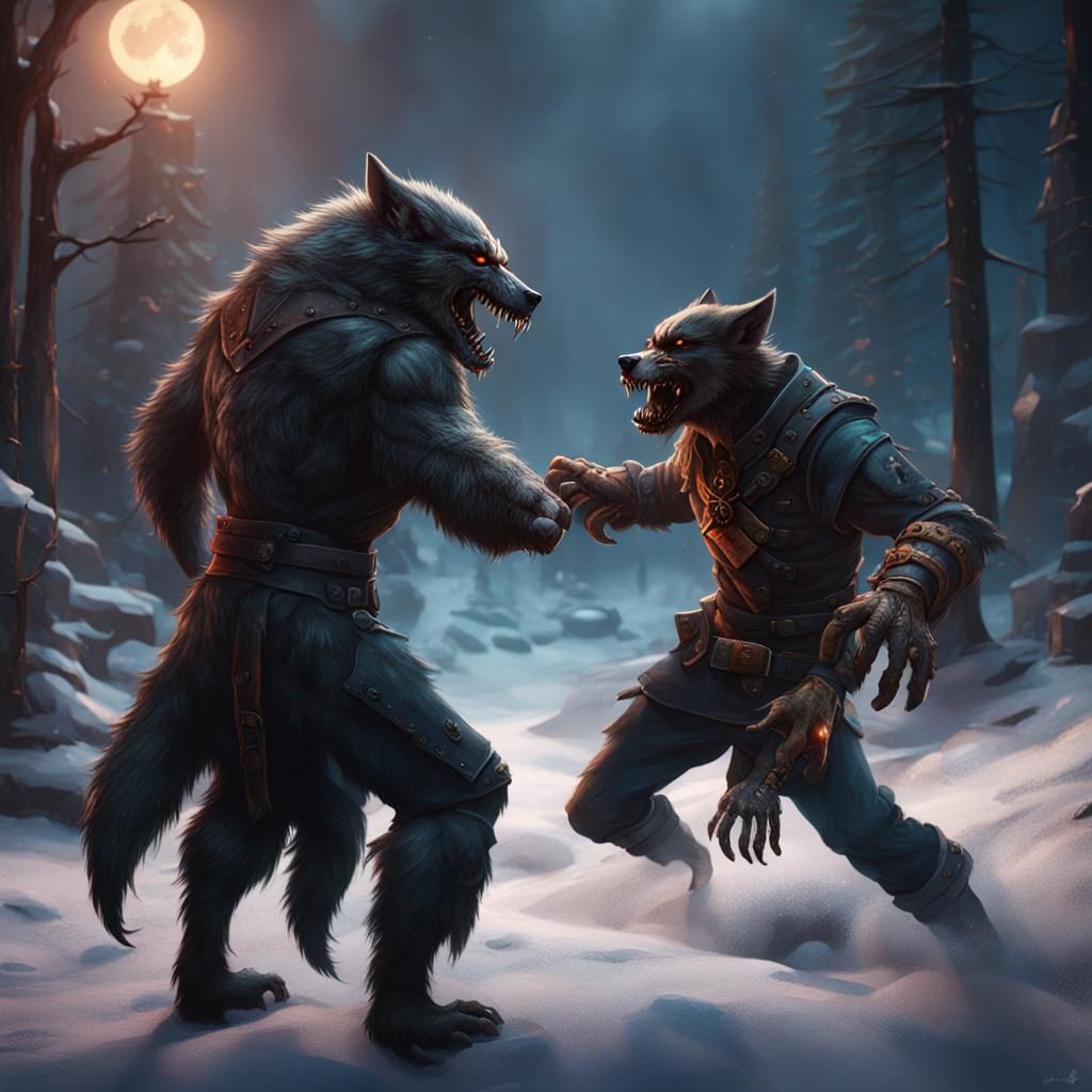 Werewolf Glove Slap in Detailed Matte Painting